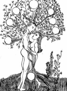 black and white of tree of life, based on 7 sephirot, kabalah